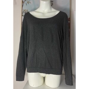 Obey Clothing Charcoal Gray Boat Neck Long Sleeve Slogan Tee Shirt Size M